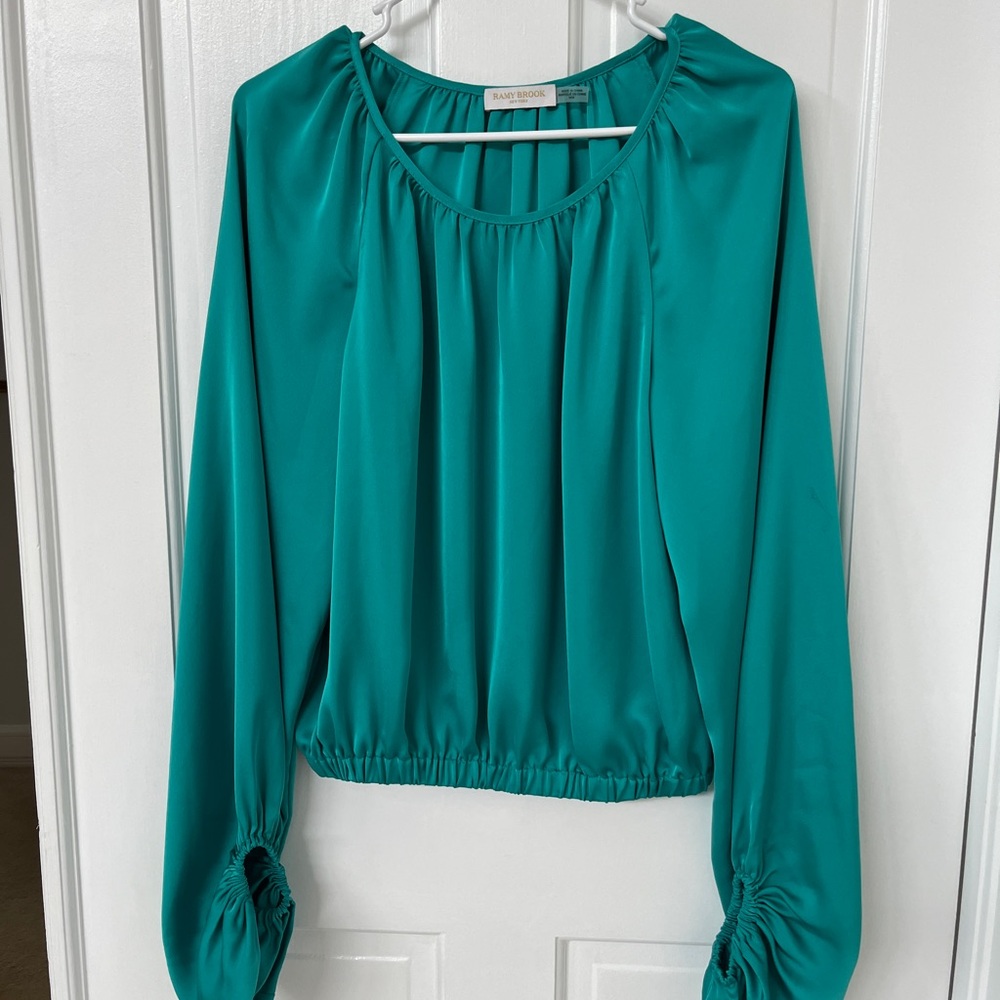 Ramy Brook Aqua Green Women's Balloon sleeve blouse